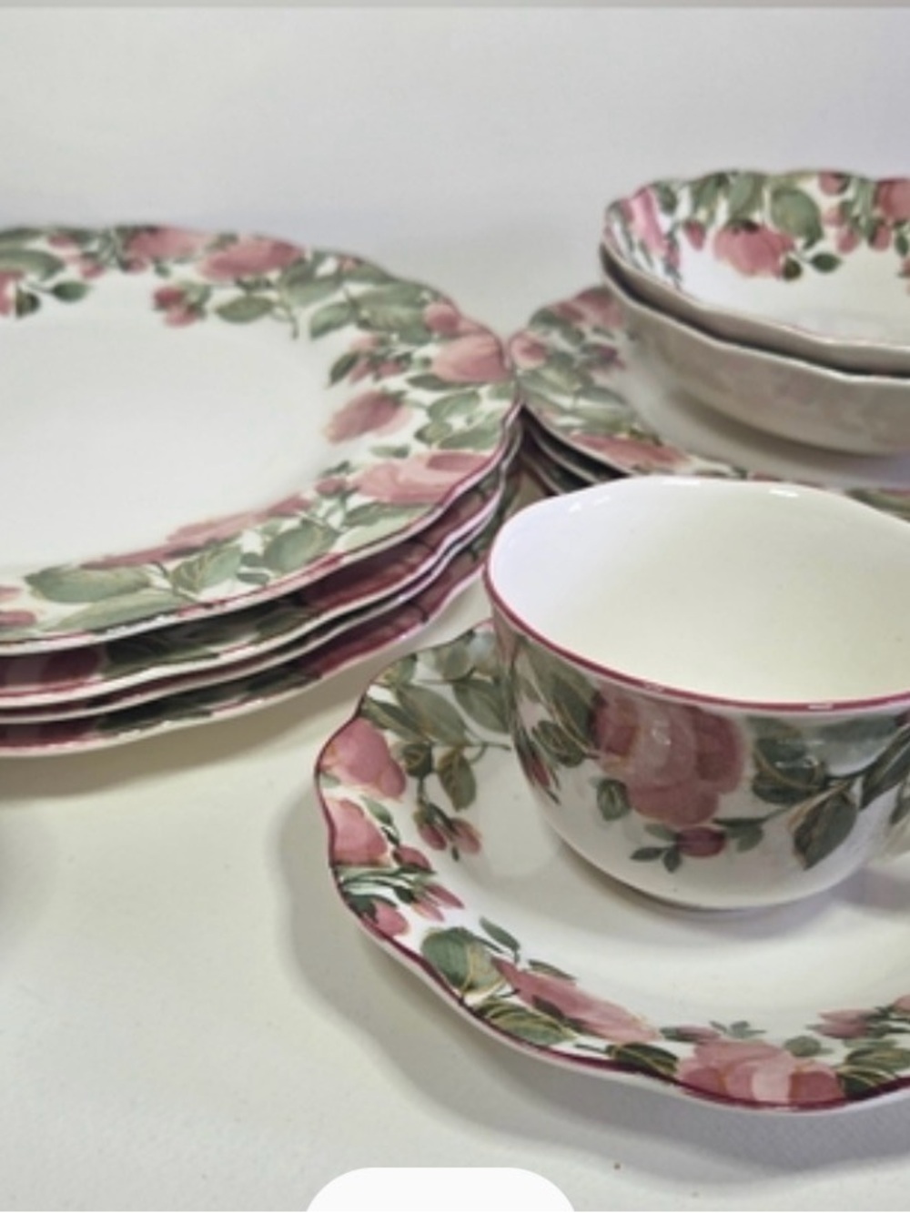 Nikko Ceramics Pink and Green Floral Porcelain Tea Cup & Saucer Set